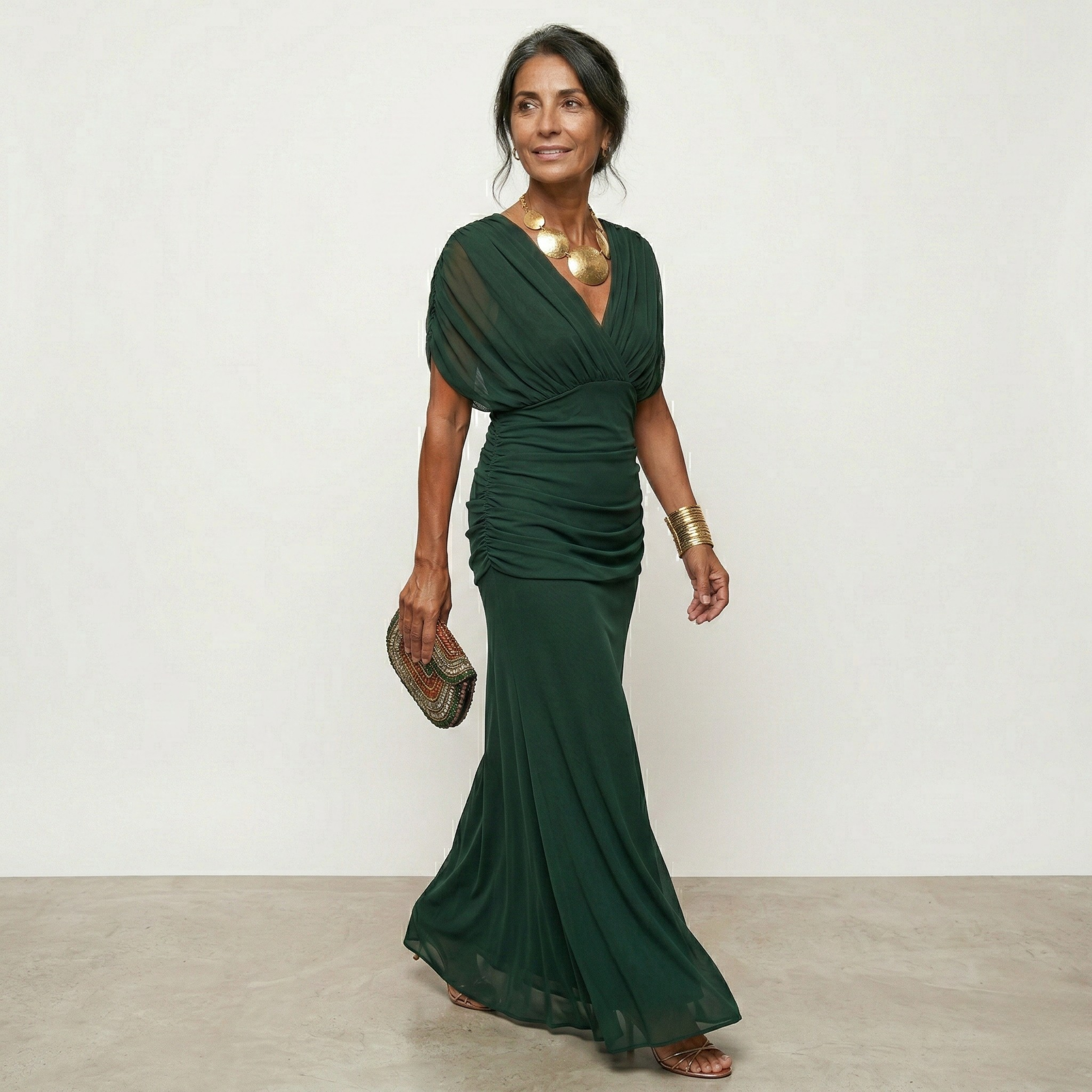 Mori Tokyo | Vネックの花柄ロングワンピース