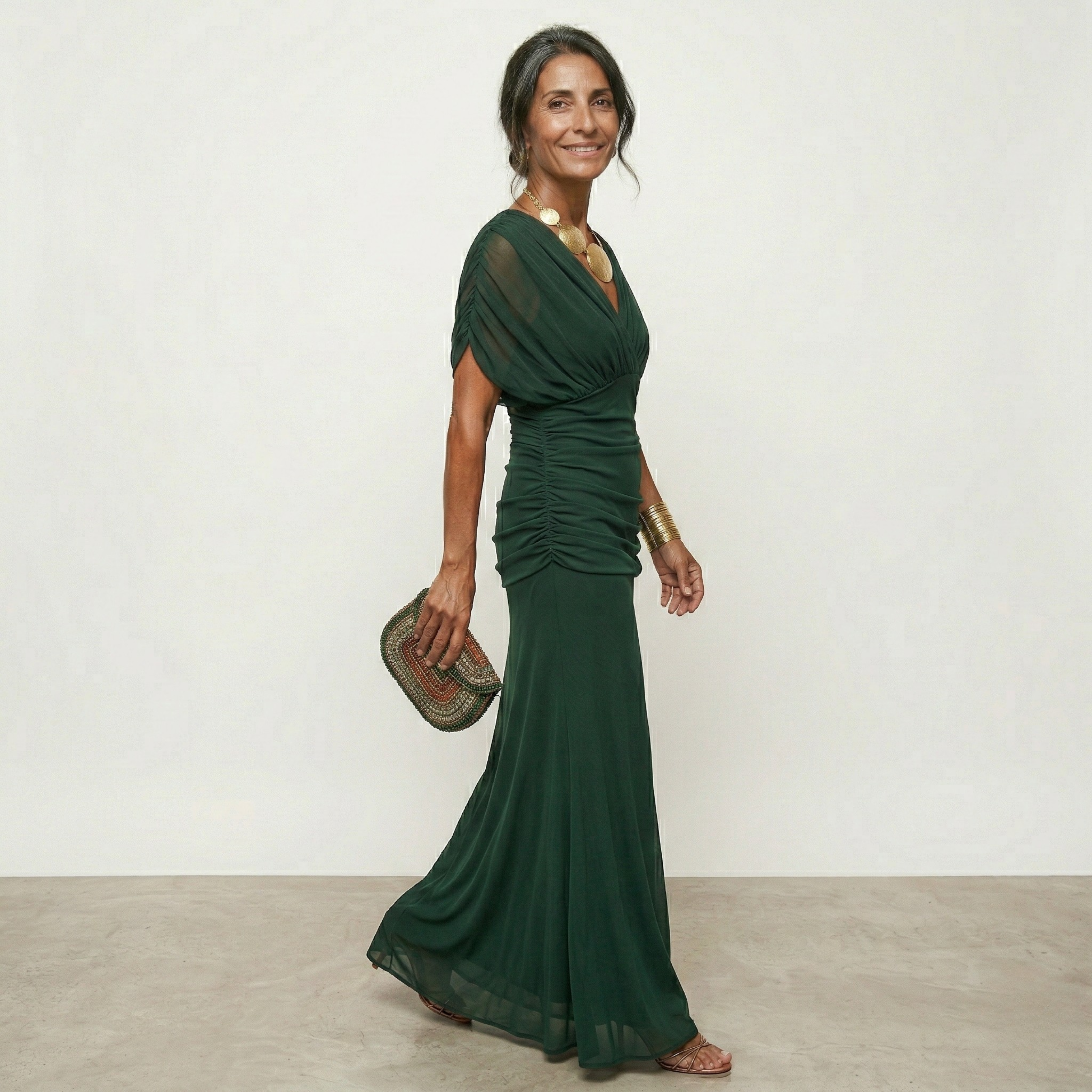 Mori Tokyo | Vネックの花柄ロングワンピース