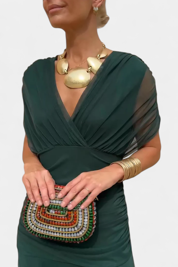 Mori Tokyo | Vネックの花柄ロングワンピース