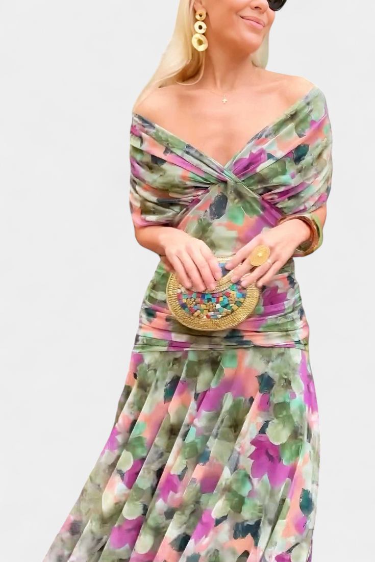 Mori Tokyo | Vネックの花柄ロングワンピース